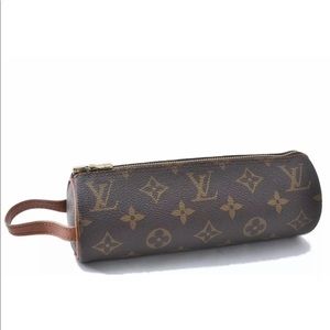 Authentic Louis Vuitton Monogram Trousse Ronde Pen Case Pouch